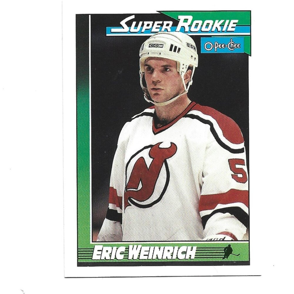 1991 O-PEE-CHEE Eric Weinrich New Jersey Devils Bilingual Super Rookie Card [h80